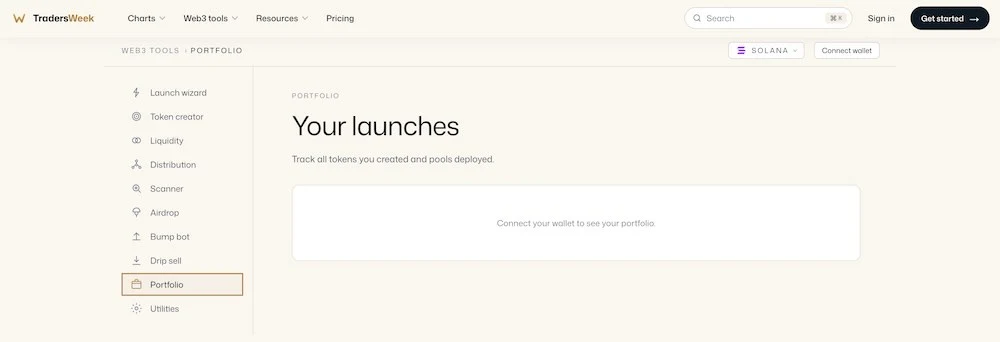 portfolio view with holdings and values